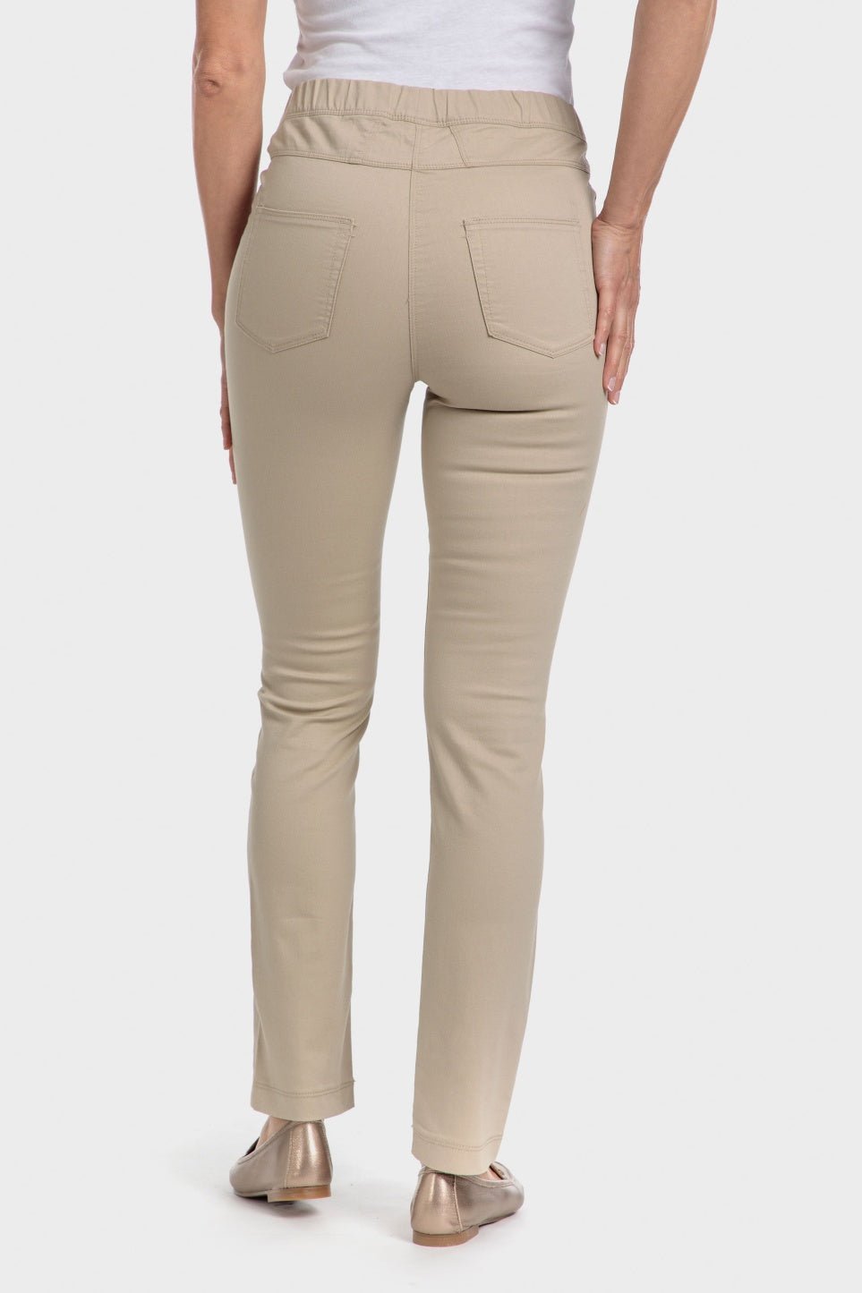 PUNT ROMA - מכנסי טוויל לנשים בצבע בז' - MASHBIR//365