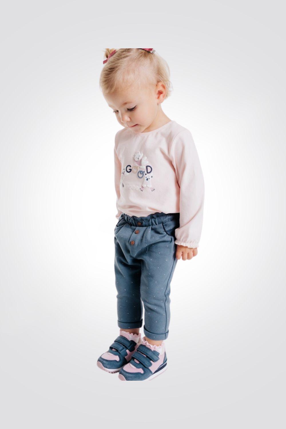 OBAIBI - מכנסיים ארוכים עם נקודות בצבע כחול לתינוקות - MASHBIR//365