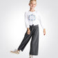 OKAIDI - מכנסיים בגזרה גבוהה ורחבה בצבע אפור כהה לילדות - MASHBIR//365 - 1