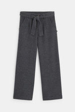 OKAIDI - מכנסיים בגזרה גבוהה ורחבה בצבע אפור כהה לילדות - MASHBIR//365