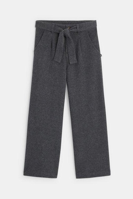 OKAIDI - מכנסיים בגזרה גבוהה ורחבה בצבע אפור כהה לילדות - MASHBIR//365