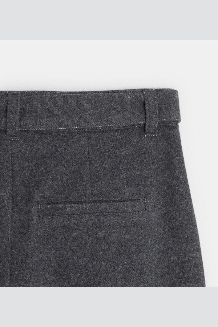 OKAIDI - מכנסיים בגזרה גבוהה ורחבה בצבע אפור כהה לילדות - MASHBIR//365