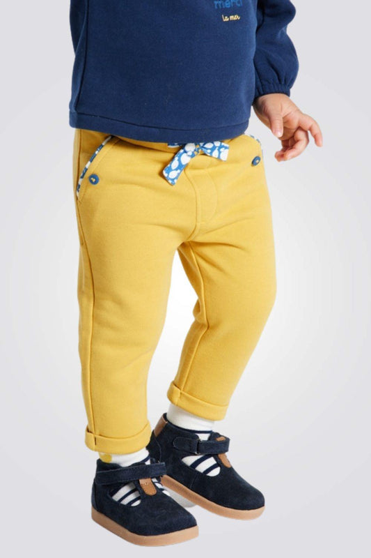 OBAIBI - מכנסיים צהובות עם שרוך קשירה לתינוקות - MASHBIR//365