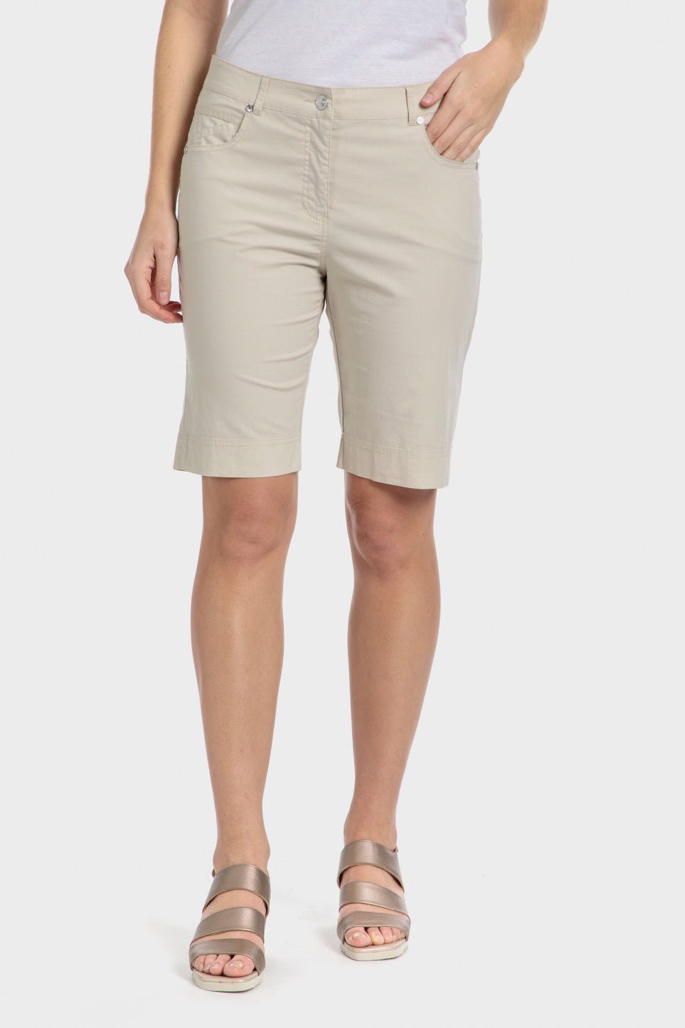 PUNT ROMA - מכנסיים קצרים בצבע שמנת - MASHBIR//365