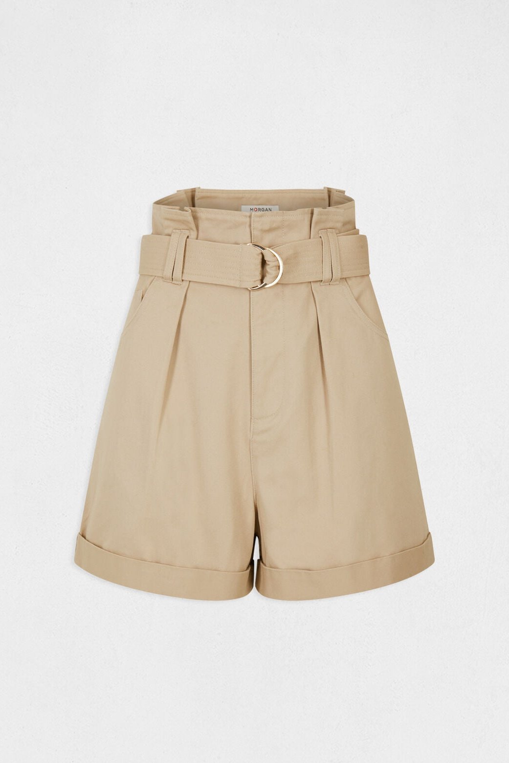 MORGAN - מכנסיים קצרים גזרה גבוהה בצבע בז' - MASHBIR//365