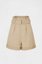 MORGAN - מכנסיים קצרים גזרה גבוהה בצבע בז' - MASHBIR//365