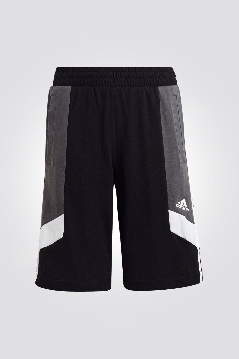 ADIDAS - מכנסיים קצרים לנוער בצבע שחור אפור - MASHBIR//365