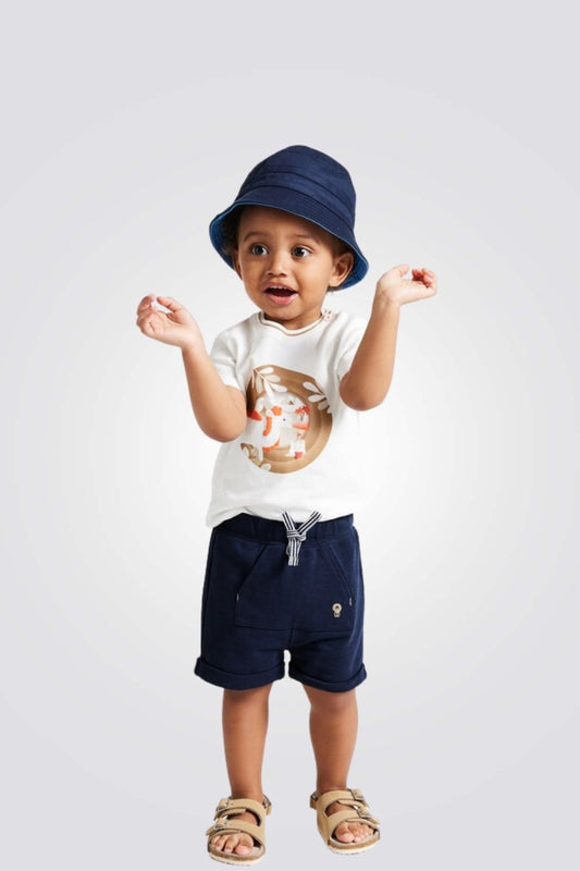 OBAIBI - מכנסיים קצרים לתינוקות בצבע נייבי - MASHBIR//365