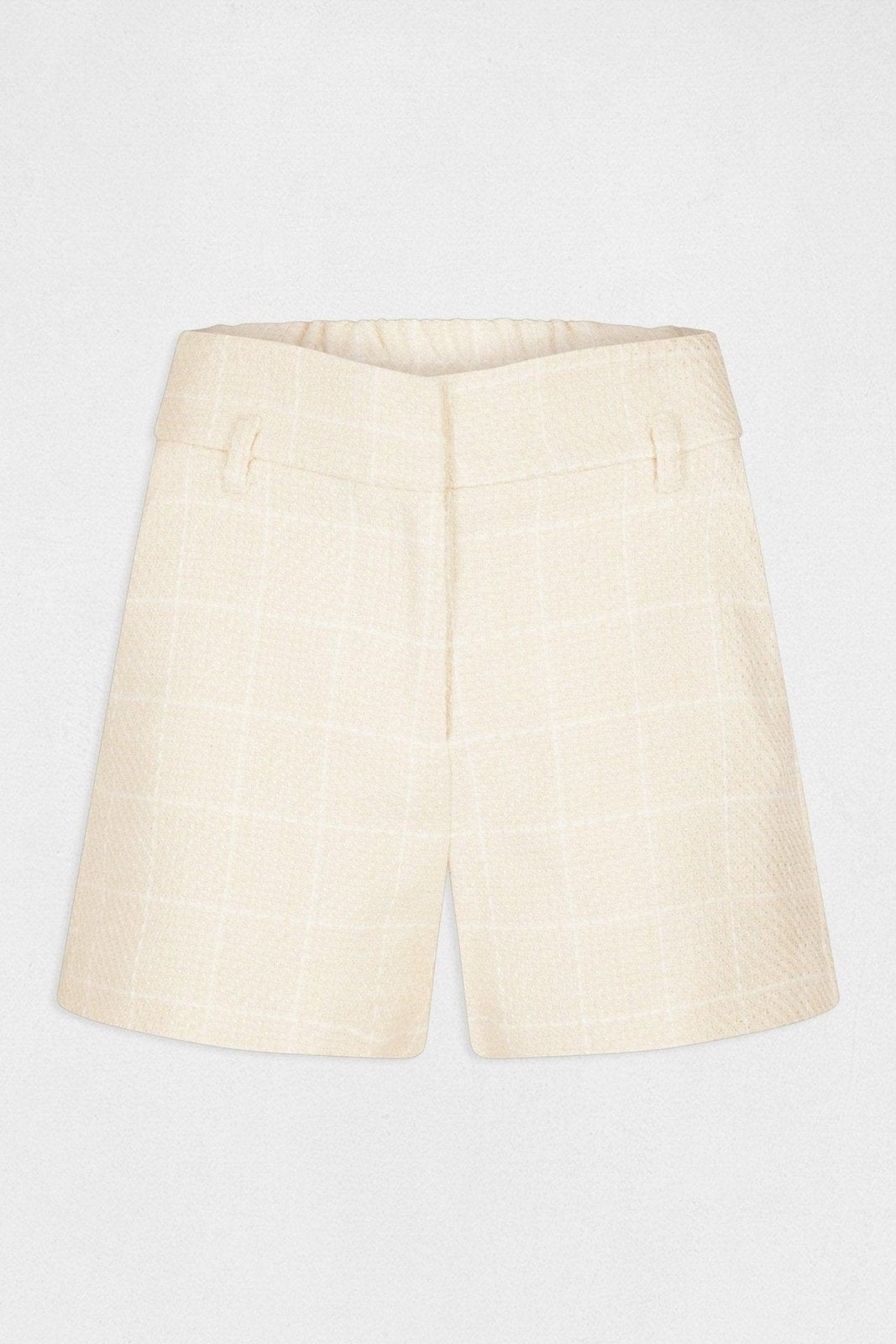 MORGAN - מכנסיים קצרים עם הדפס משבצות בצבע שמנת - MASHBIR//365