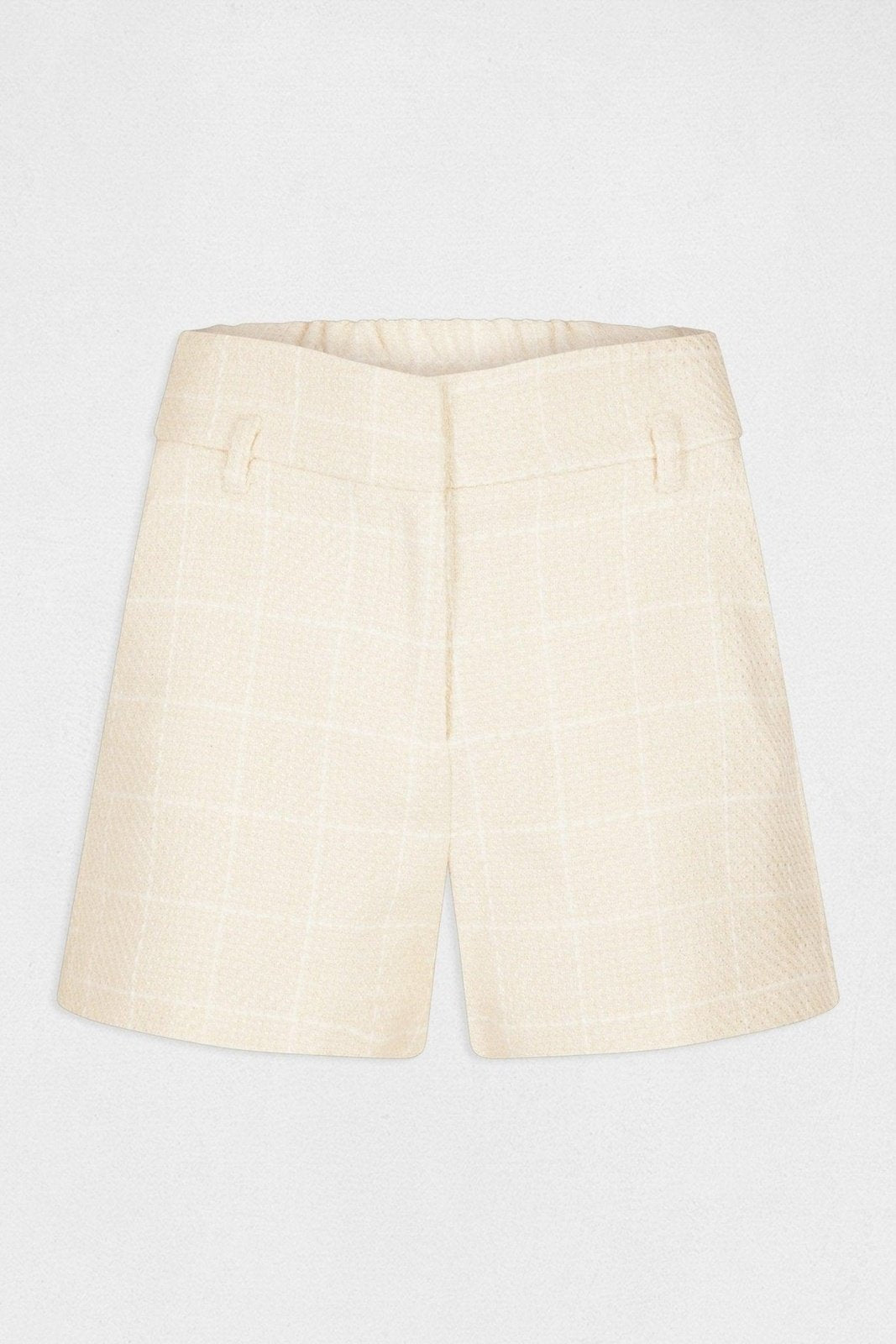 MORGAN - מכנסיים קצרים עם הדפס משבצות בצבע שמנת - MASHBIR//365