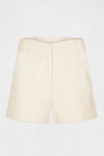 MORGAN - מכנסיים קצרים עם הדפס משבצות בצבע שמנת - MASHBIR//365