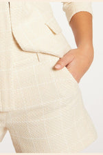 MORGAN - מכנסיים קצרים עם הדפס משבצות בצבע שמנת - MASHBIR//365