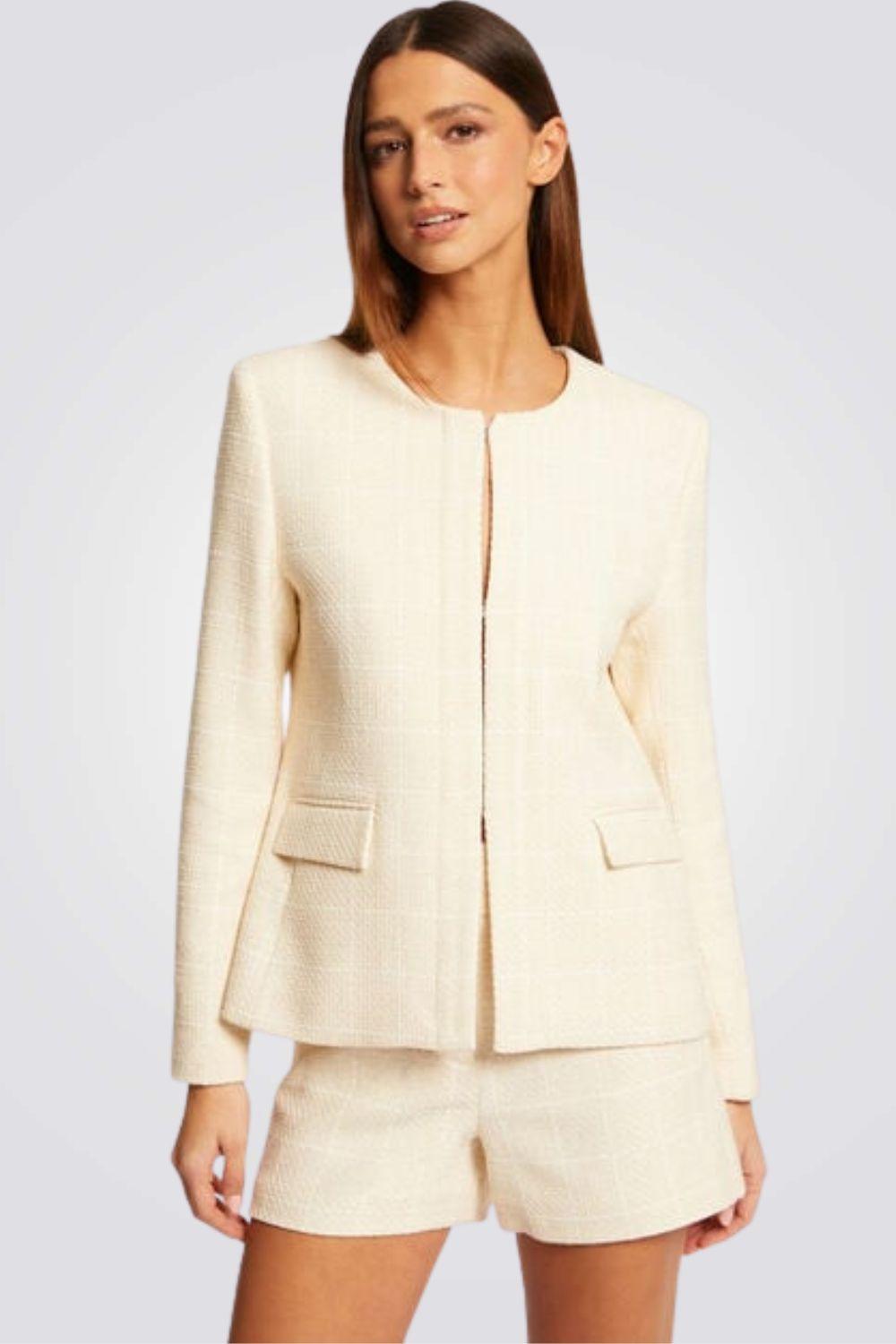 MORGAN - מכנסיים קצרים עם הדפס משבצות בצבע שמנת - MASHBIR//365