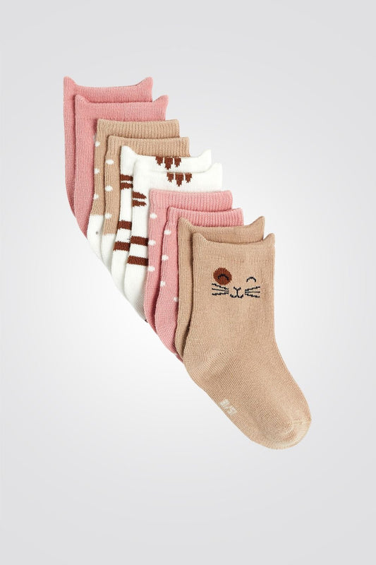 OBAIBI - חמש זוגות גרבי תינוקות בצבעים קאמל וורוד - MASHBIR//365