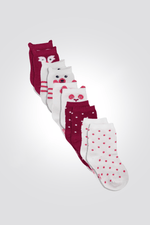 OBAIBI - חמש זוגות גרבים תינוקות בצבע לבן ובורדו - MASHBIR//365