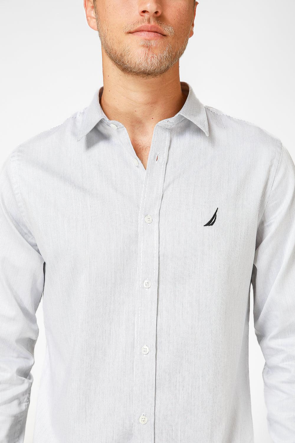 NAUTICA - מכופתרת אפורה TAILORED FIT פסים דקים - MASHBIR//365