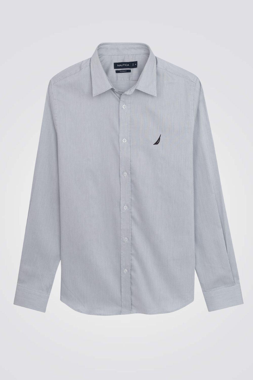 NAUTICA - מכופתרת אפורה TAILORED FIT פסים דקים - MASHBIR//365