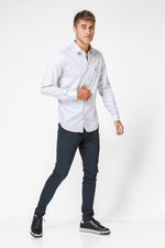 NAUTICA - מכופתרת אפורה TAILORED FIT פסים דקים - MASHBIR//365