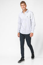 NAUTICA - מכופתרת אפורה TAILORED FIT פסים דקים - MASHBIR//365