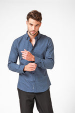 KENNETH COLE - מכופתרת צבע NAVY עם נקודות בצבע לבן - MASHBIR//365