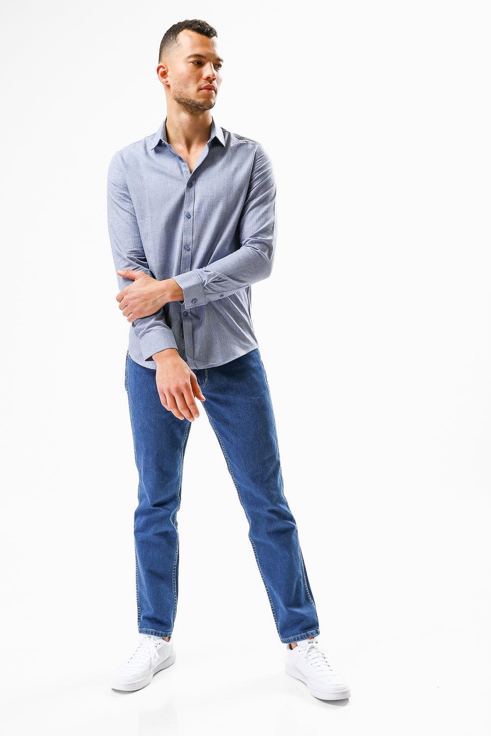 KENNETH COLE - מכופתרת BAMBOO PRINT אפור תכלת - MASHBIR//365