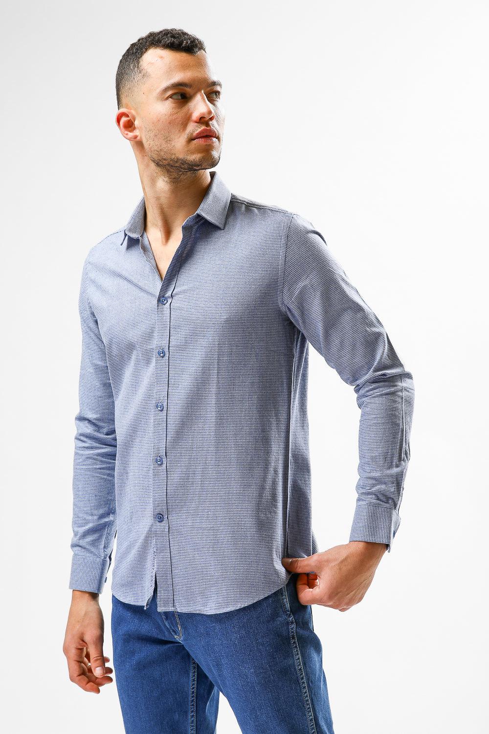 KENNETH COLE - מכופתרת BAMBOO PRINT אפור תכלת - MASHBIR//365