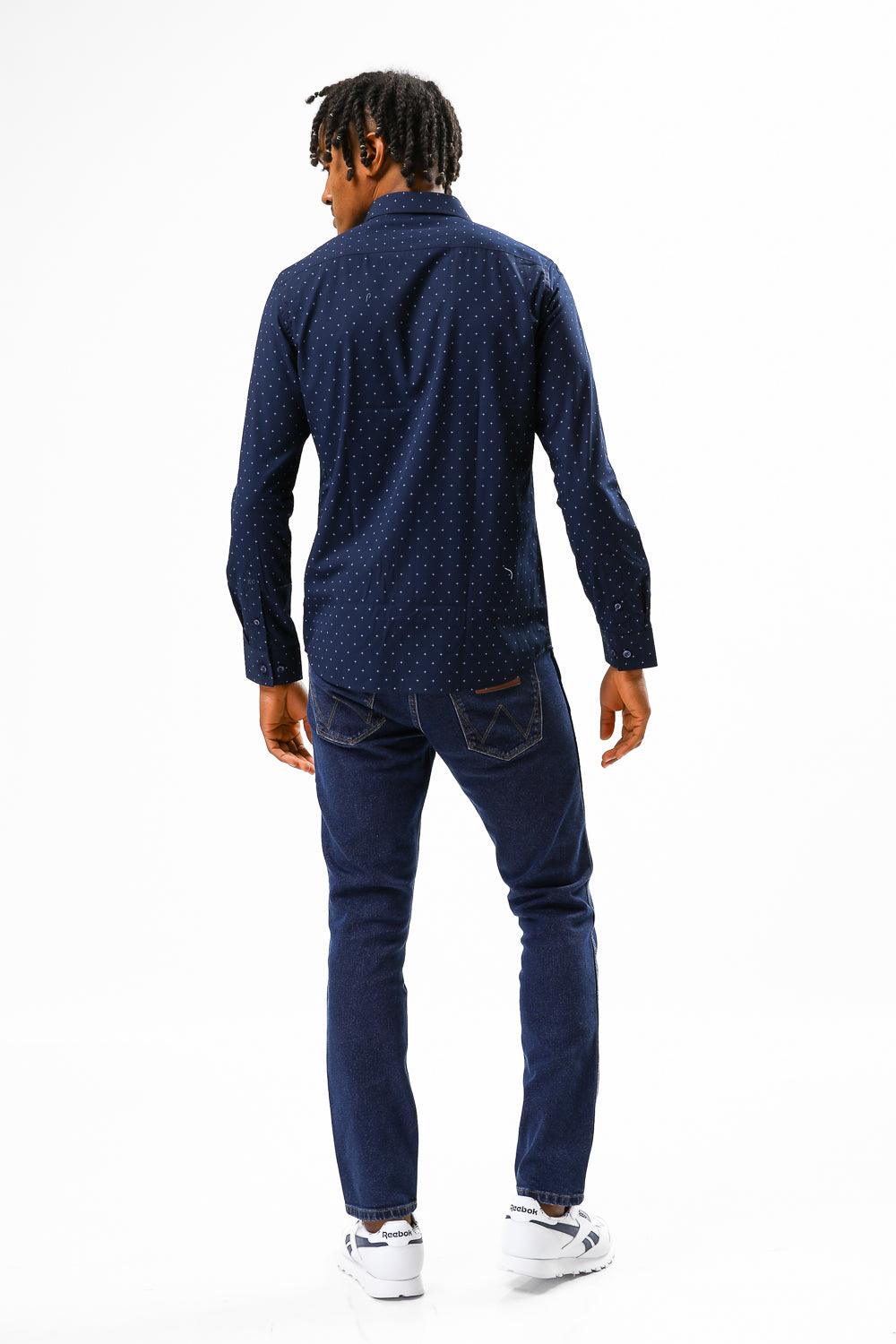 KENNETH COLE - מכופתרת BAMBOO PRINT נייבי - MASHBIR//365