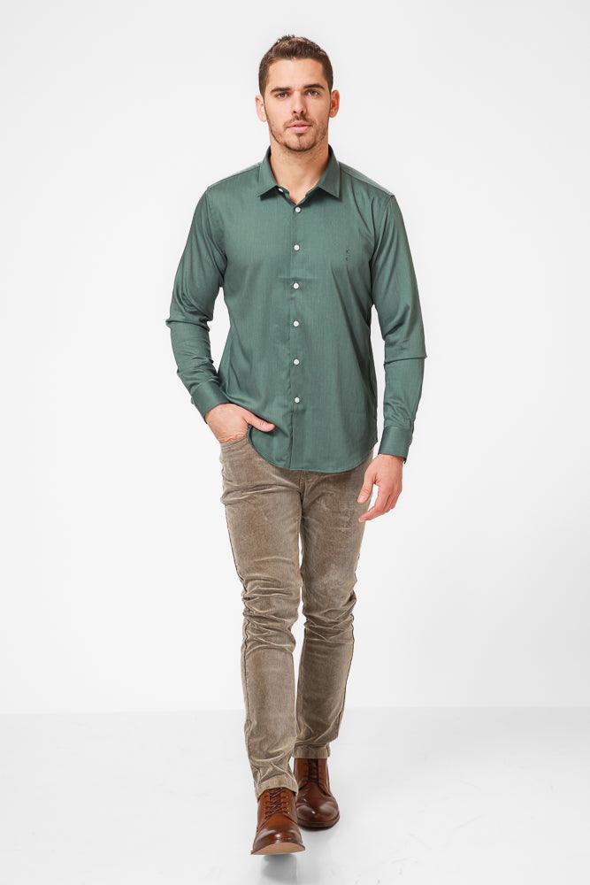 KENNETH COLE - מכופתרת בצבע ירוק עם לוגו - MASHBIR//365