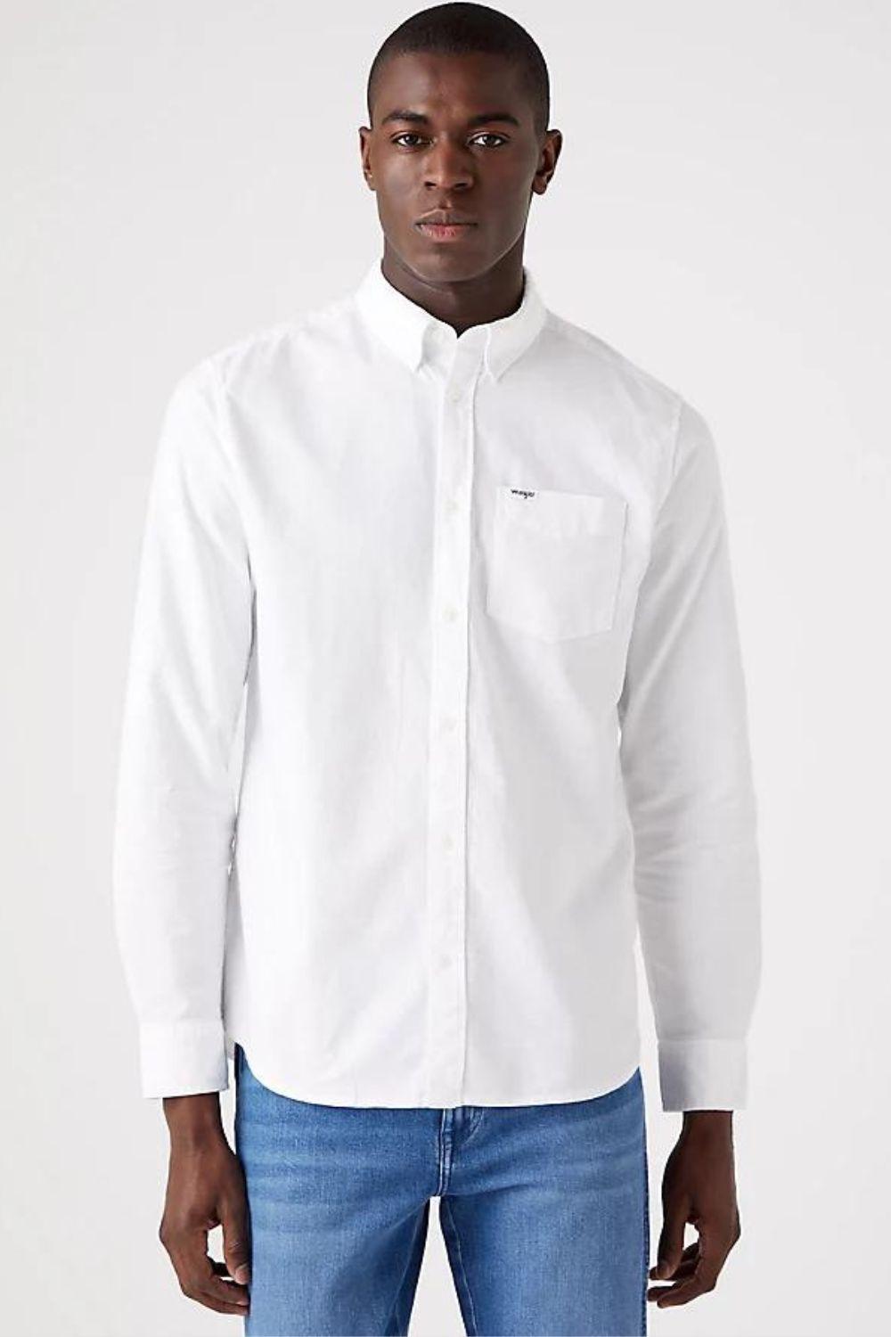 WRANGLER - מכופתרת BUTTON DOWN בצבע לבן - MASHBIR//365