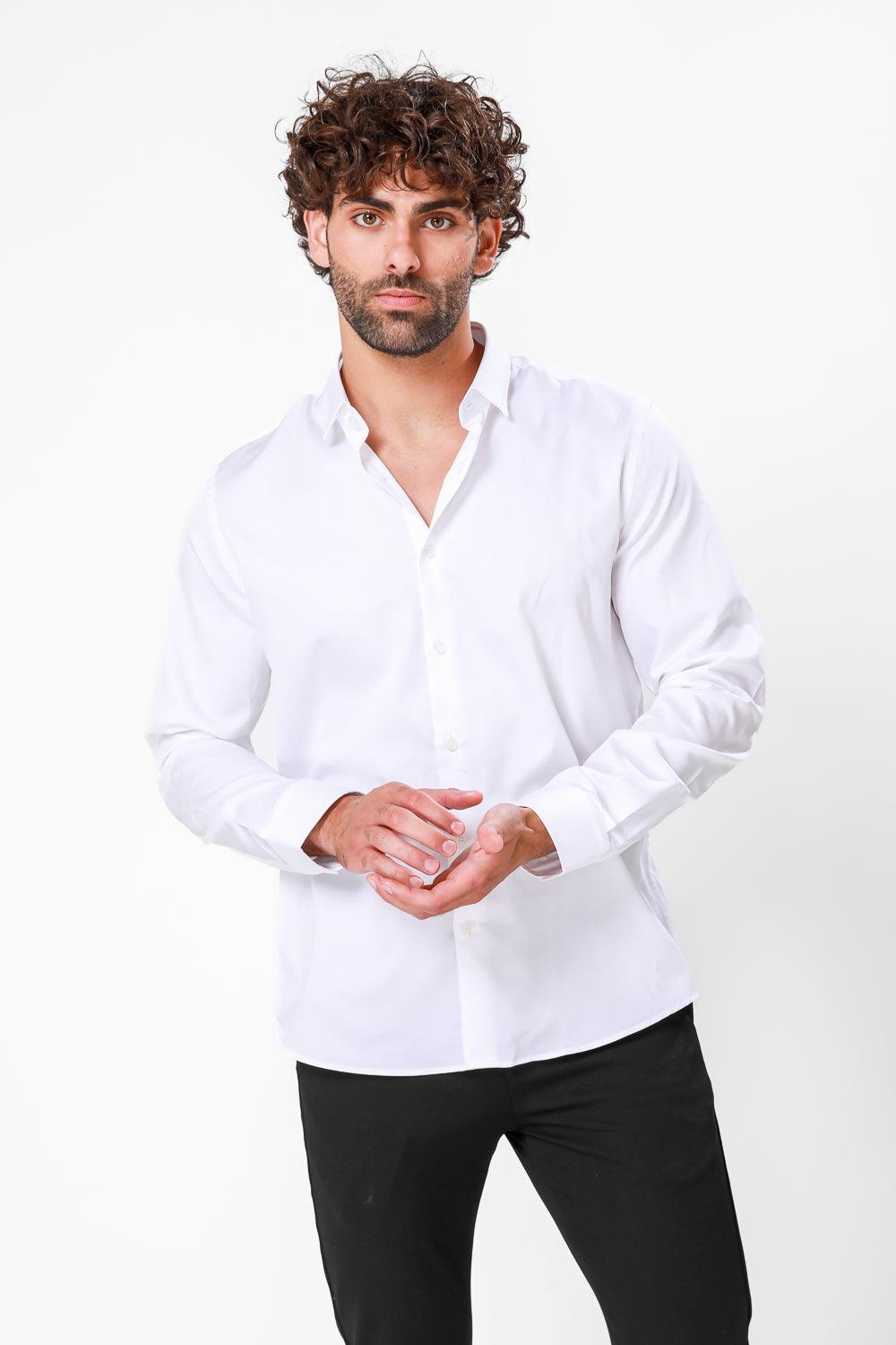 KENNETH COLE - מכופתרת COTTON SATIN צבע לבן - MASHBIR//365