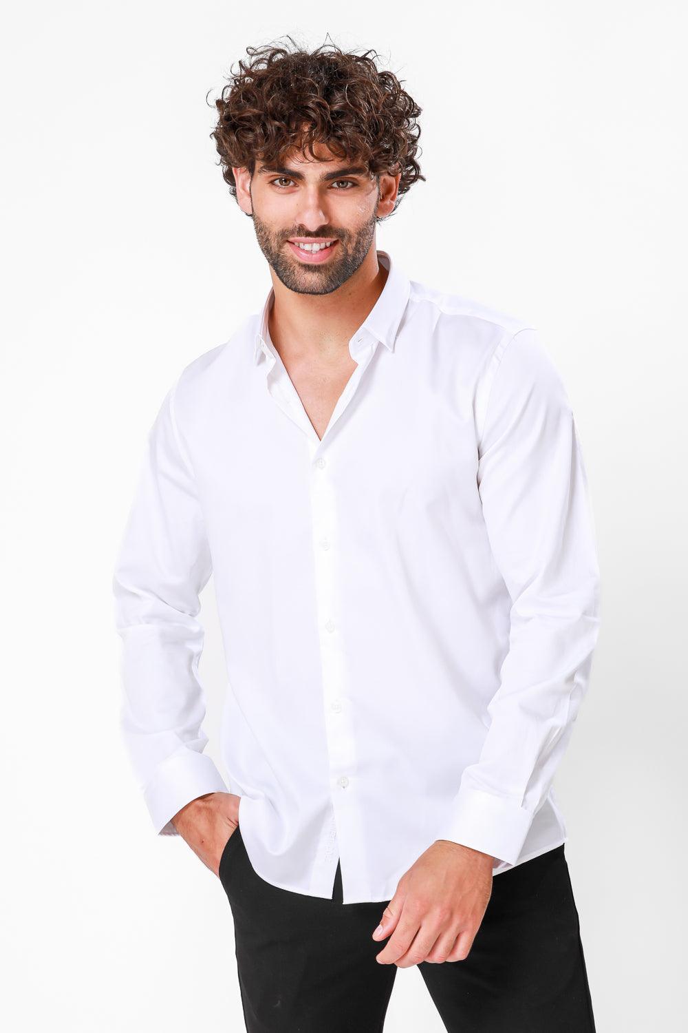 KENNETH COLE - מכופתרת COTTON SATIN צבע לבן - MASHBIR//365