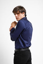 KENNETH COLE - מכופתרת COTTON SATIN כחול - MASHBIR//365