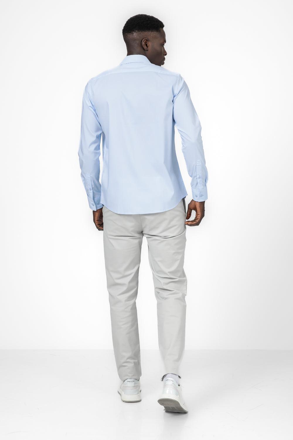 KENNETH COLE - מכופתרת פסים MODERN FIT בצבע LT DENIM - MASHBIR//365