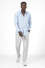 KENNETH COLE - מכופתרת פסים MODERN FIT בצבע LT DENIM - MASHBIR//365