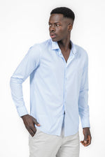 KENNETH COLE - מכופתרת פסים MODERN FIT בצבע LT DENIM - MASHBIR//365