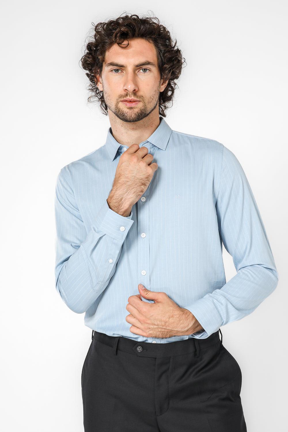 KENNETH COLE - מכופתרת פסים SLIM FIT בצבע SAGE - MASHBIR//365