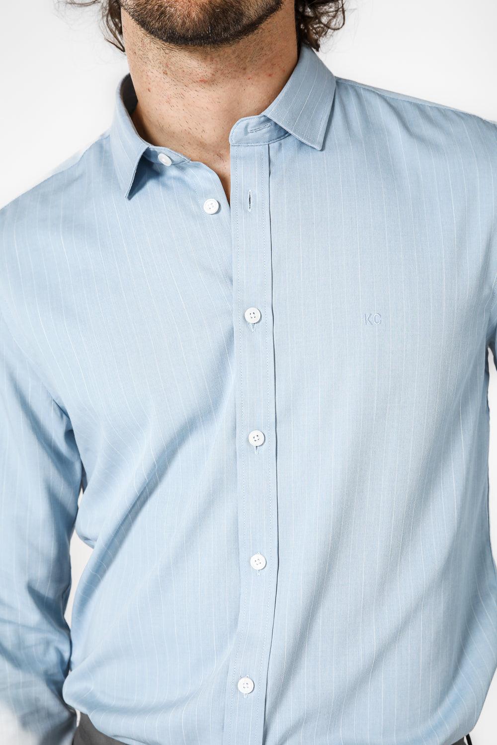 KENNETH COLE - מכופתרת פסים SLIM FIT בצבע SAGE - MASHBIR//365