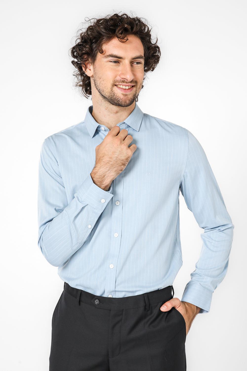 KENNETH COLE - מכופתרת פסים SLIM FIT בצבע SAGE - MASHBIR//365