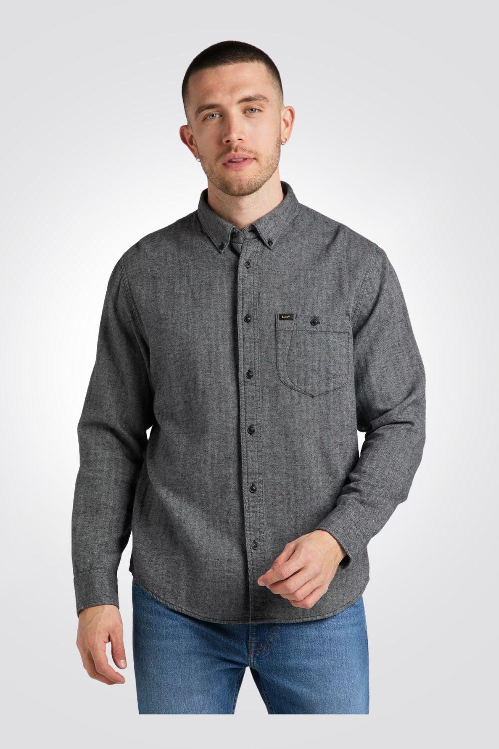 LEE - מכופתרת קלאסית אפור כהה - MASHBIR//365