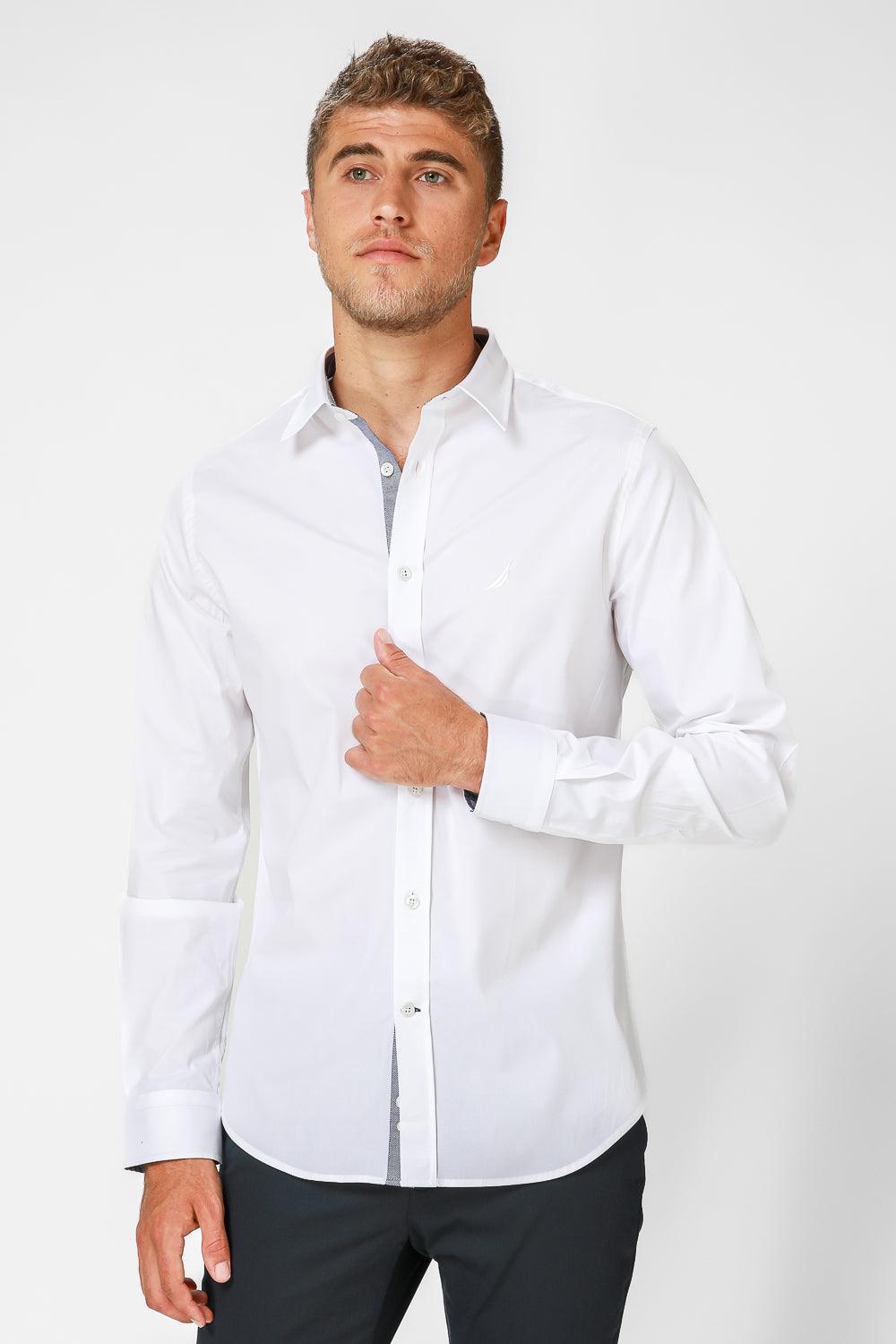 NAUTICA - מכופתרת לבנה TAILORED FIT לוגו רקום - MASHBIR//365