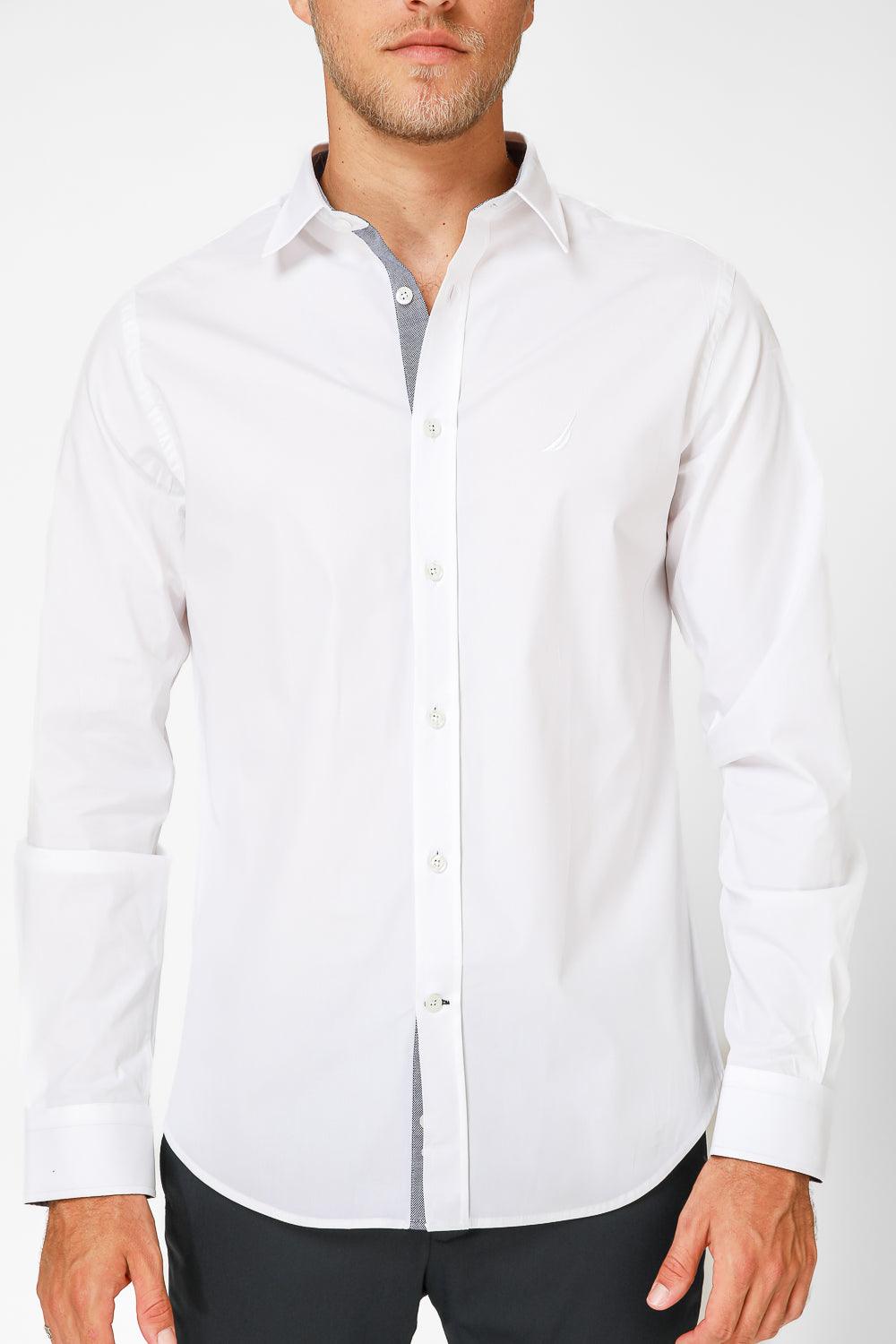 NAUTICA - מכופתרת לבנה TAILORED FIT לוגו רקום - MASHBIR//365
