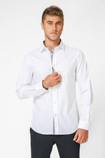 NAUTICA - מכופתרת לבנה TAILORED FIT לוגו רקום - MASHBIR//365