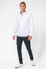 NAUTICA - מכופתרת לבנה TAILORED FIT לוגו רקום - MASHBIR//365