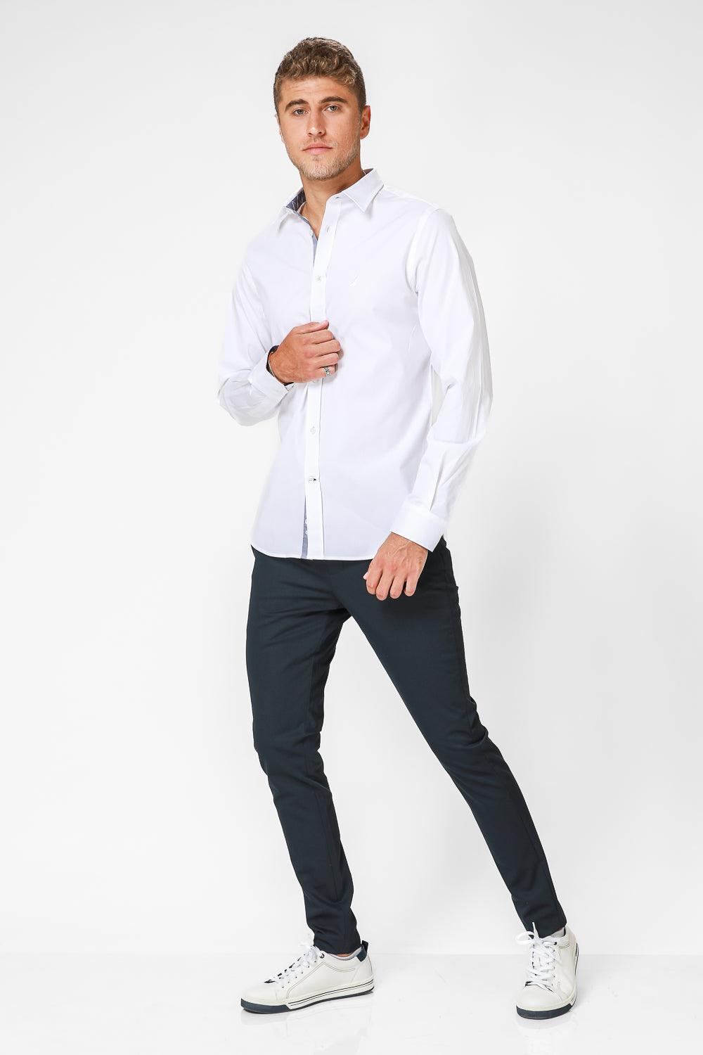 NAUTICA - מכופתרת לבנה TAILORED FIT לוגו רקום - MASHBIR//365