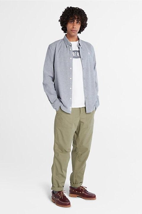 TIMBERLAND - מכופתרת עם לוגו בחזה בצבע תכלת - MASHBIR//365