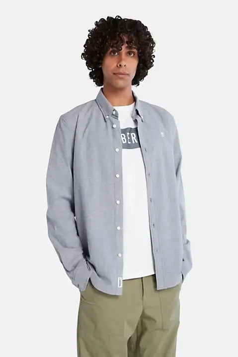 TIMBERLAND - מכופתרת עם לוגו בחזה בצבע תכלת - MASHBIR//365