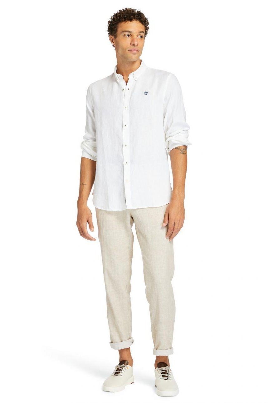 TIMBERLAND - מכופתרת MILL RIVER בצבע לבן עם לוגו רקום - MASHBIR//365