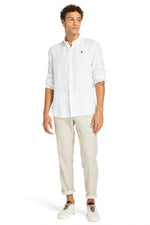 TIMBERLAND - מכופתרת MILL RIVER בצבע לבן עם לוגו רקום - MASHBIR//365