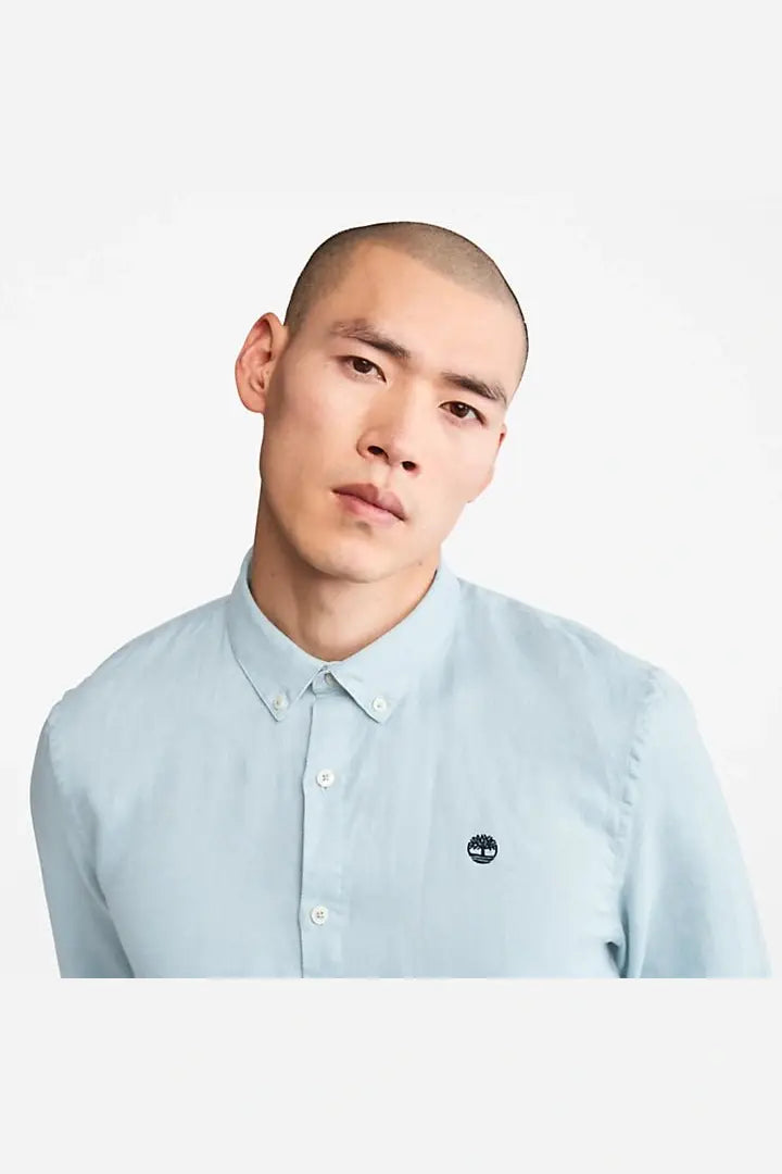 TIMBERLAND - מכופתרת MILL RIVER בצבע תכלת עם לוגו רקום - MASHBIR//365