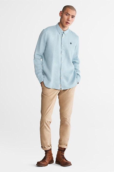 TIMBERLAND - מכופתרת MILL RIVER בצבע תכלת עם לוגו רקום - MASHBIR//365